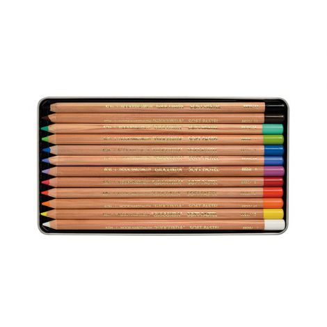 Pastele suche w ołówku Koh-i-Noor Gioconda, 12 kolorów, metalowe opakowanie - 3